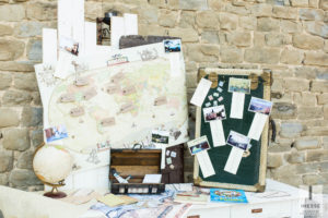 Tableau de marriage tema viaggio con valigia